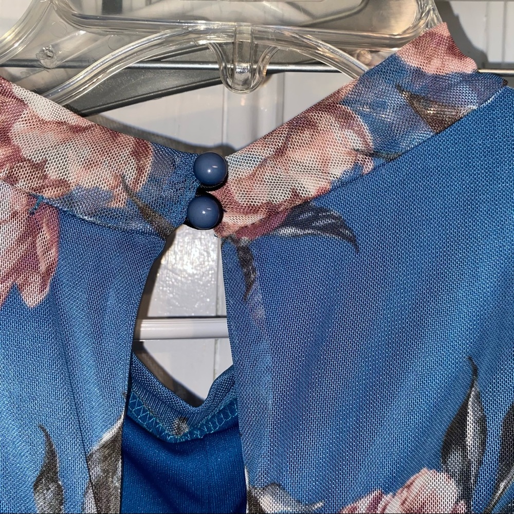 Charlotte Russe Blue Dress with Pink Floral Design - Picture 6 of 10
